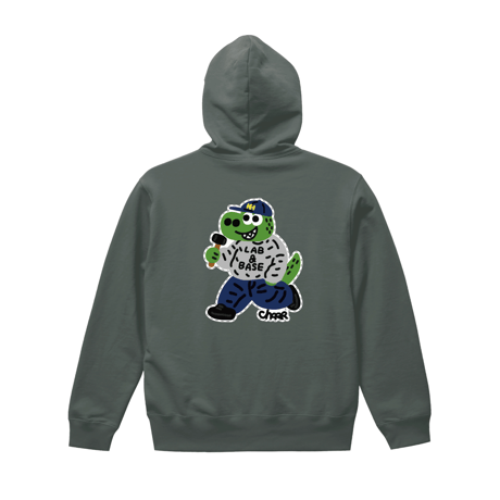 "CHARR" L&B Dinosaur Hoodie / Stone Green