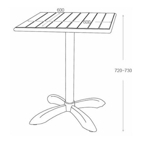 Aluminum cafe table square Black