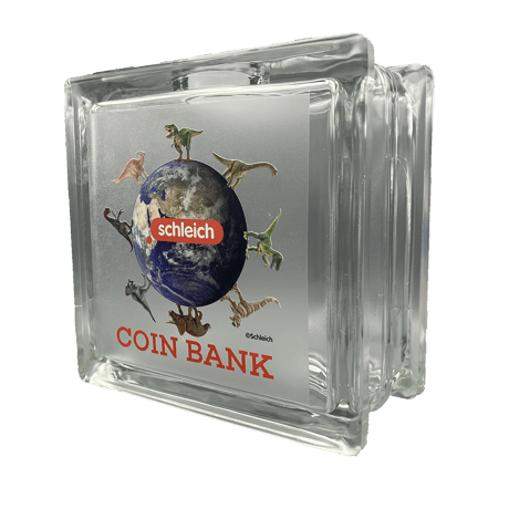 GLASS BLOCK BANK DINOSAUR / DINO EARTH