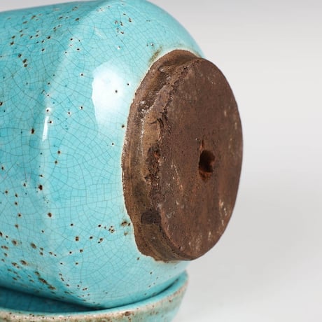 GLAZED EARTHENWARE POT S TURQUOISE（4号）