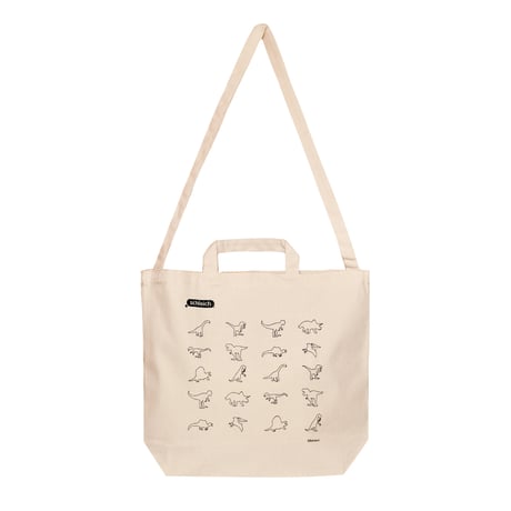2way tote bag　Natural / 恐竜シルエットMIX