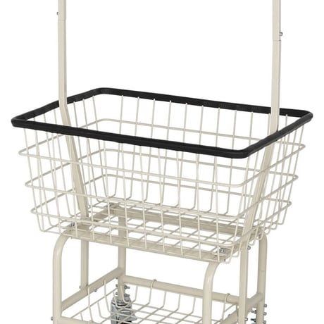 Laundry cart with pole racK   Ivory