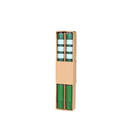 CANDLE STRIPE GREEN SET OF 2