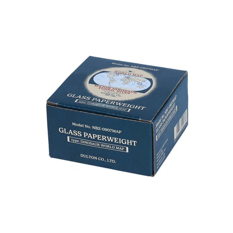 Glass paperweight Dinosaur world map