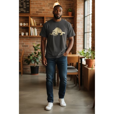 L&B Relax fit Beaver T-Shirt / Charcoal