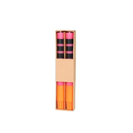 CANDLE STRIPE PINK SET OF 2