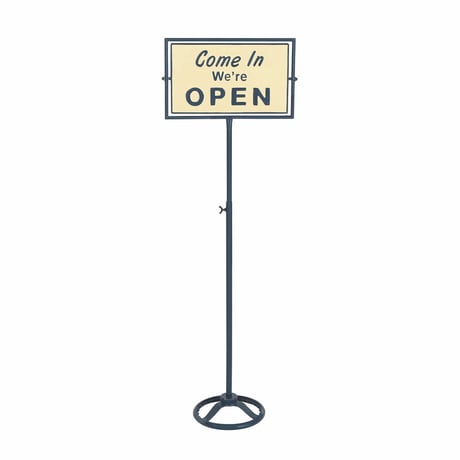 Spinner sign stand open-closed