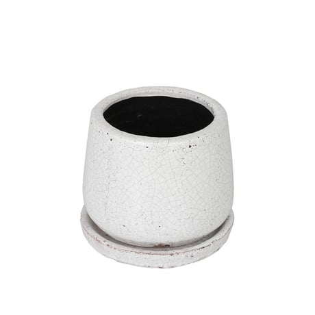 Glazed pot Round　S / White