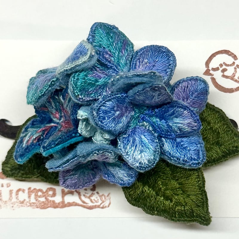 草花の立体刺繍ヘアゴム】（あじさい） | Tucreer-つくりえ-