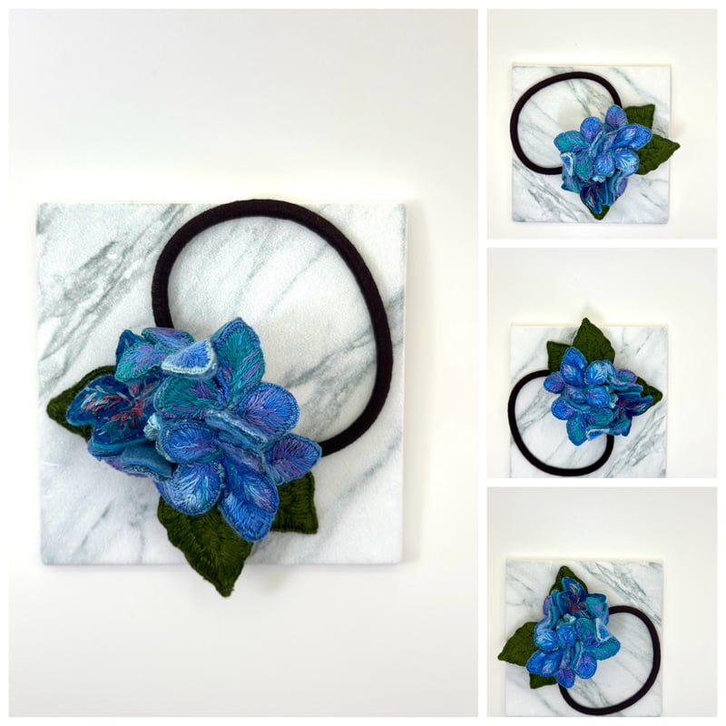 草花の立体刺繍ヘアゴム】（あじさい） | Tucreer-つくりえ-