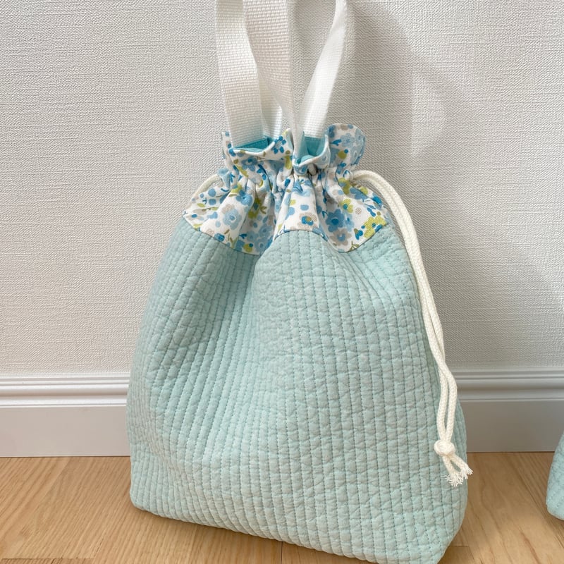 ヌビ レッスンバック 上履き袋 体操服袋 ミントカラー | honoka_handmade_