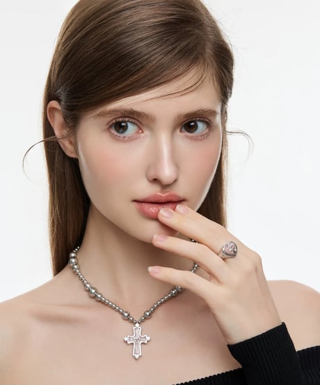 Cross heart ring