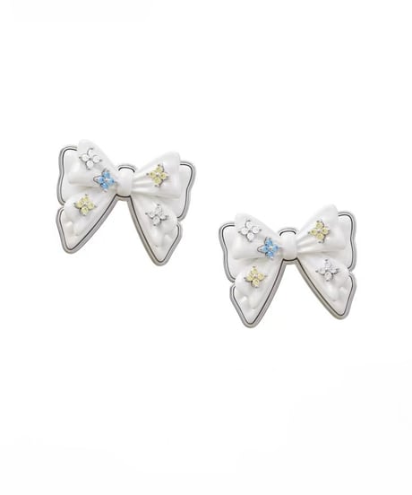 Bloom white ribbon pierce