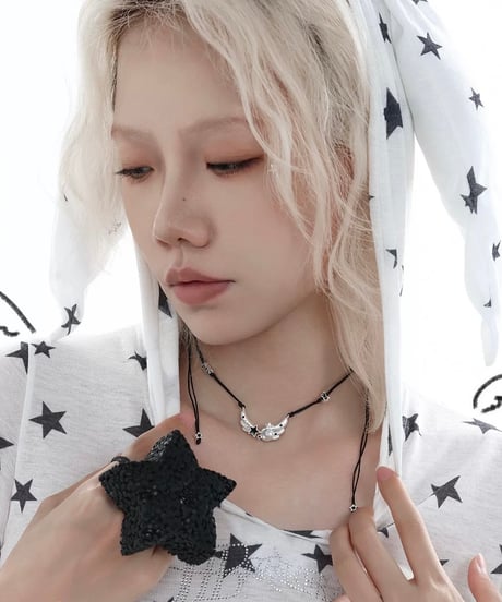 Angel black cord necklace