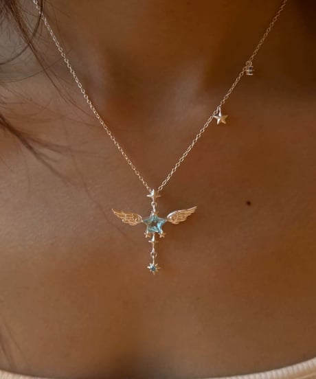 Angel blue star necklace