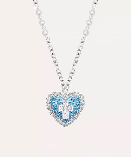Azure cross heart necklace