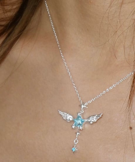 Angel blue star necklace