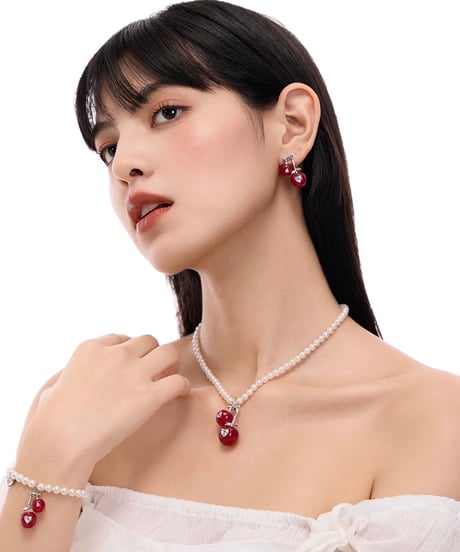 Cherry pearl necklace