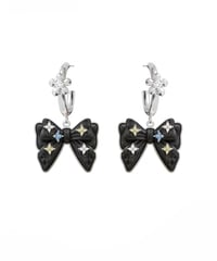 Bloom black ribbon drop pierce