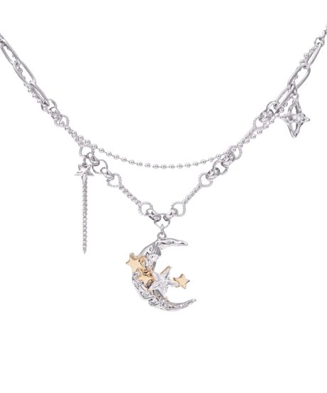 Moon and stars necklace