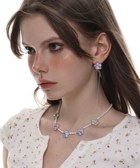 Five-color flowers necklace