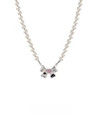 Silver ribbon pearl necklace