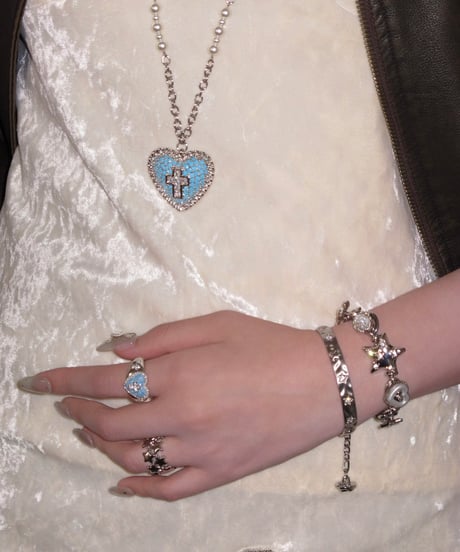 Azure cross heart necklace