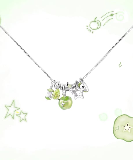 Green apple star necklace