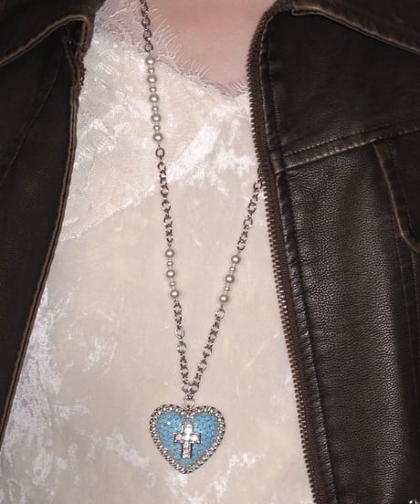 Azure cross heart necklace