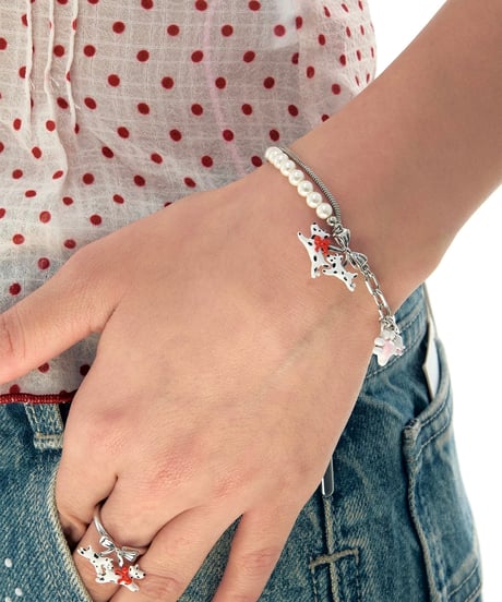 Two dog pearl chain bracelet