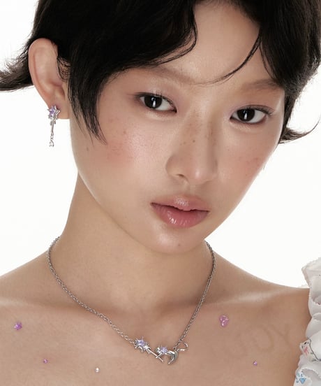 Cat star stick necklace