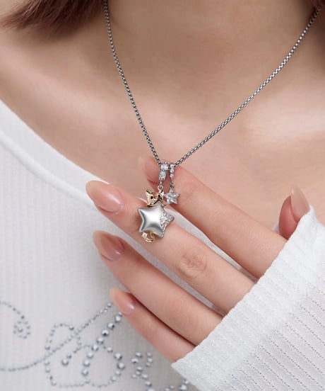 Cat hugging star necklace