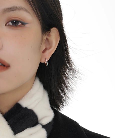 Blue and pink hoop pierce