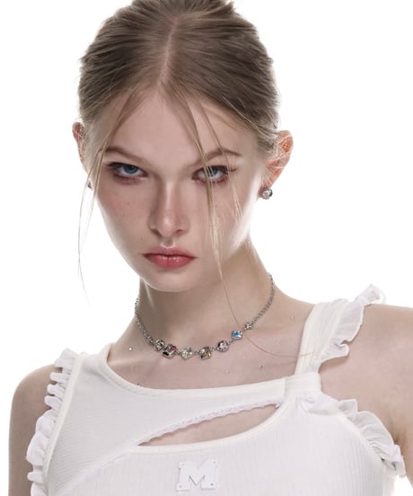 Distorted colorful stones necklace