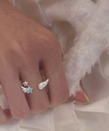 Angel blue star ring