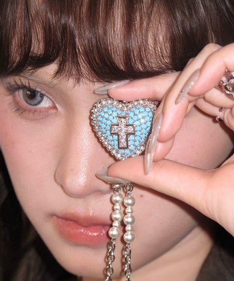Azure cross heart necklace
