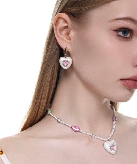 Pink heart in heart pierce