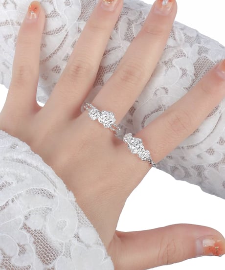 Rose silver ring