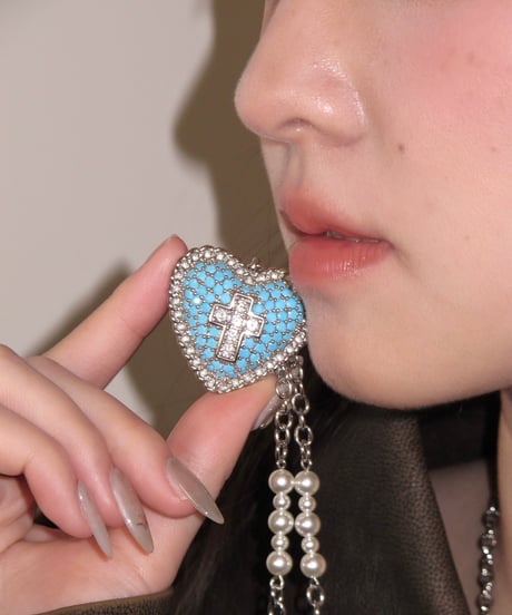 Azure cross heart necklace