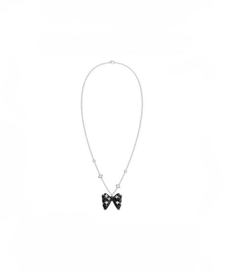 Bloom black ribbon necklace