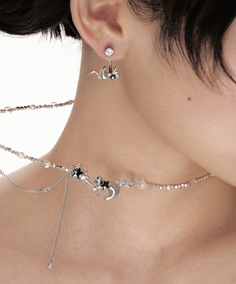 Another black cat star stick necklace