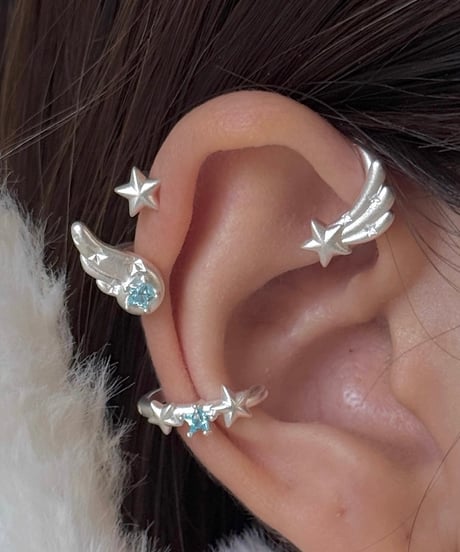 Angel blue star ear cuff