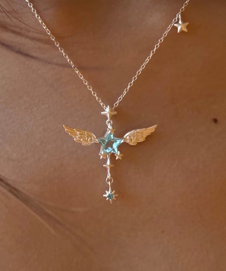 Angel blue star necklace