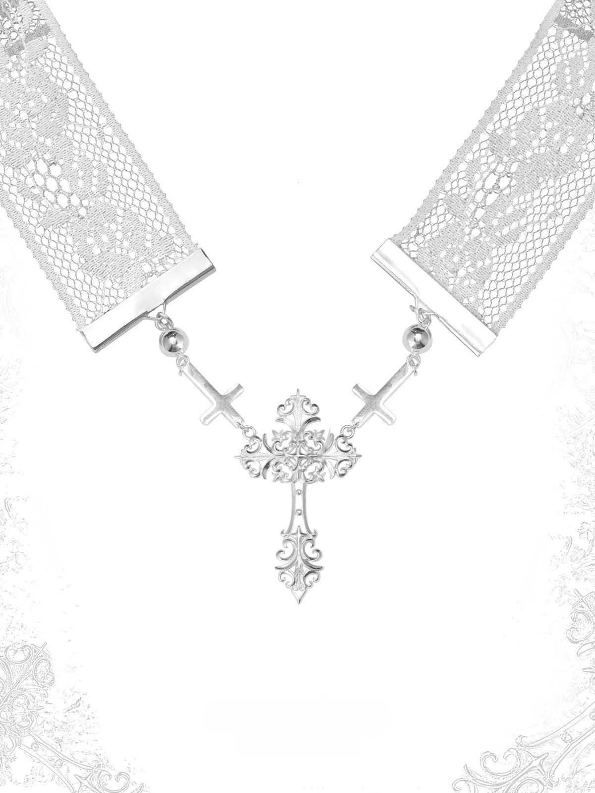 Elegance lace cross necklace | NOVER