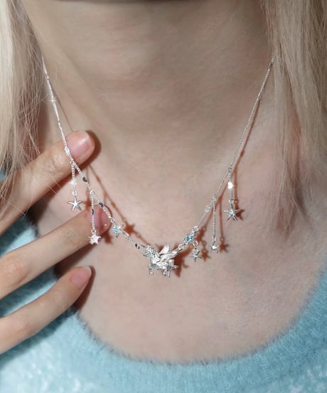 Pegasus blue star necklace