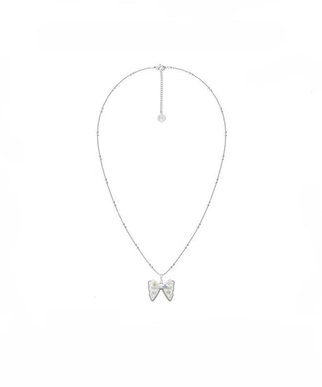Bloom white ribbon necklace