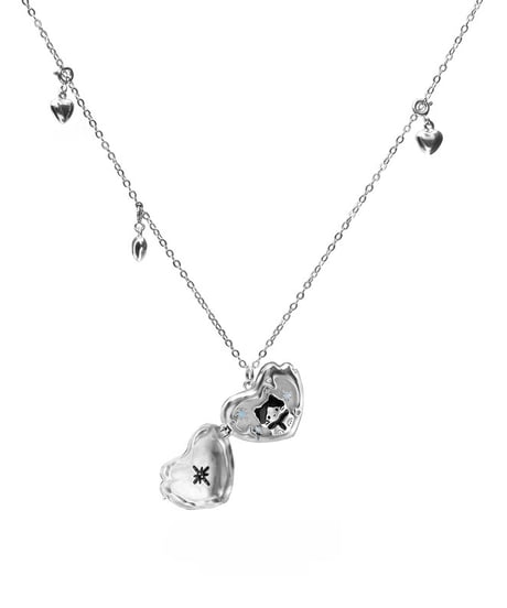 Heart open cat necklace