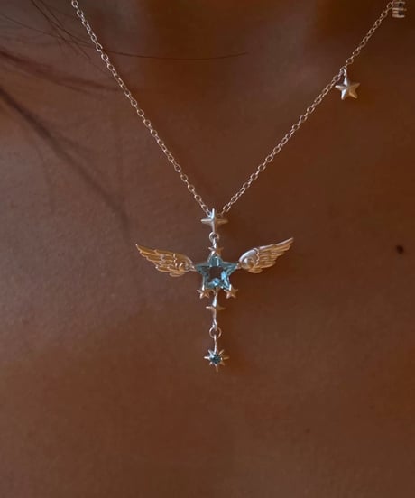 Angel blue star necklace