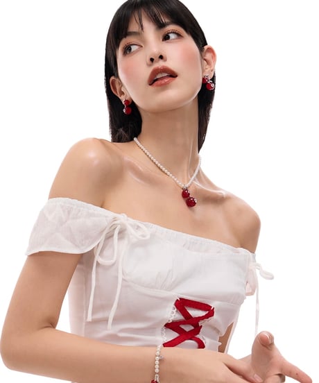 Cherry pearl necklace