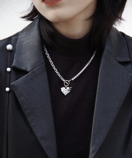 Heart mix chain necklace